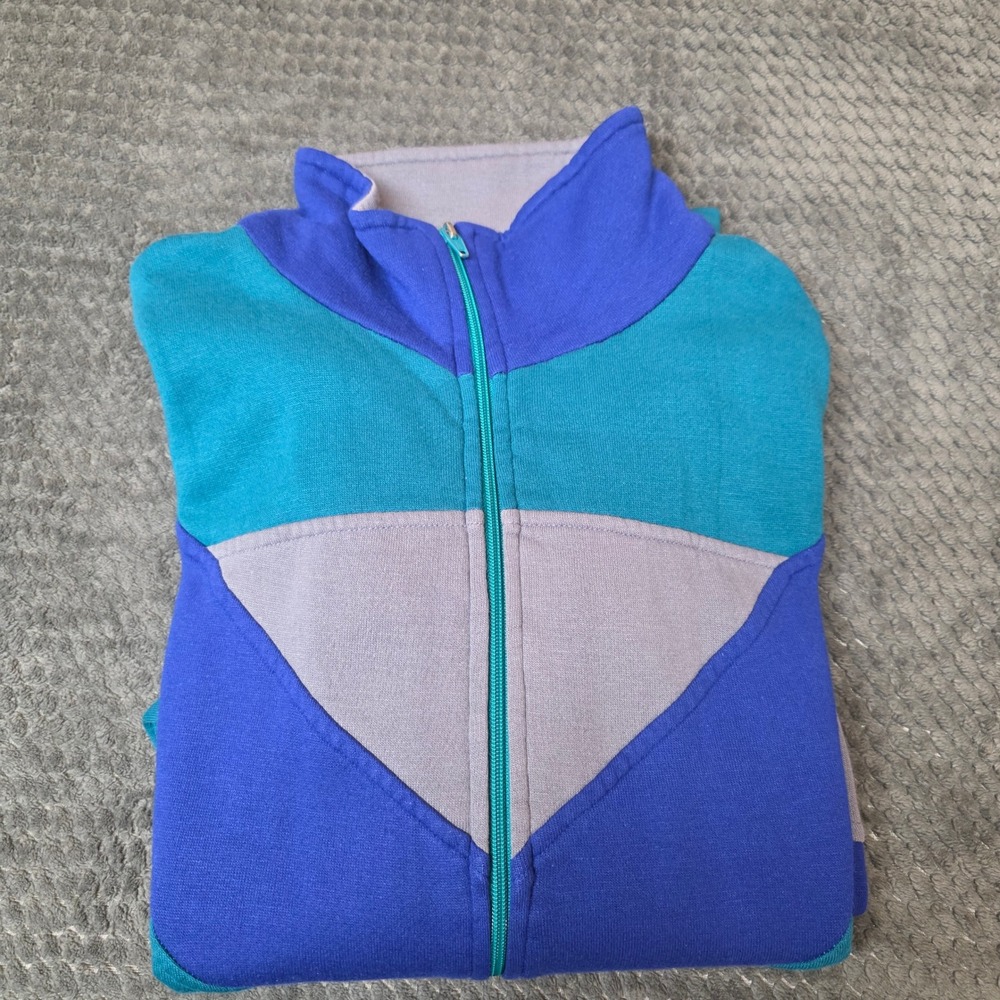 Main Event Track Jacket XL Teal Purple 90s Vintage Colorblock Full Zip